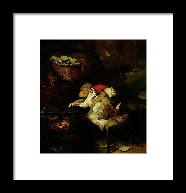 Sir Edwin Henry Landseer Framed Print featuring the painting The Cat's Paw, 1824 by Sir Edwin Landseer