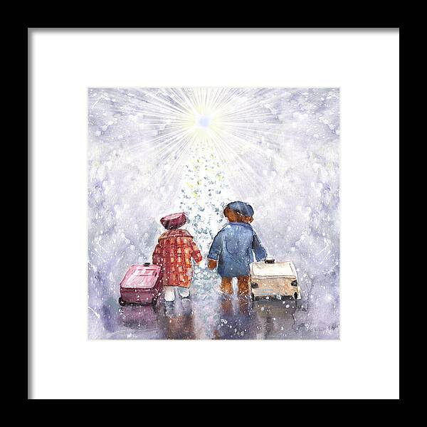 Truffle Mcfurry Framed Print featuring the painting The Christmas Heathrow Bears by Miki De Goodaboom