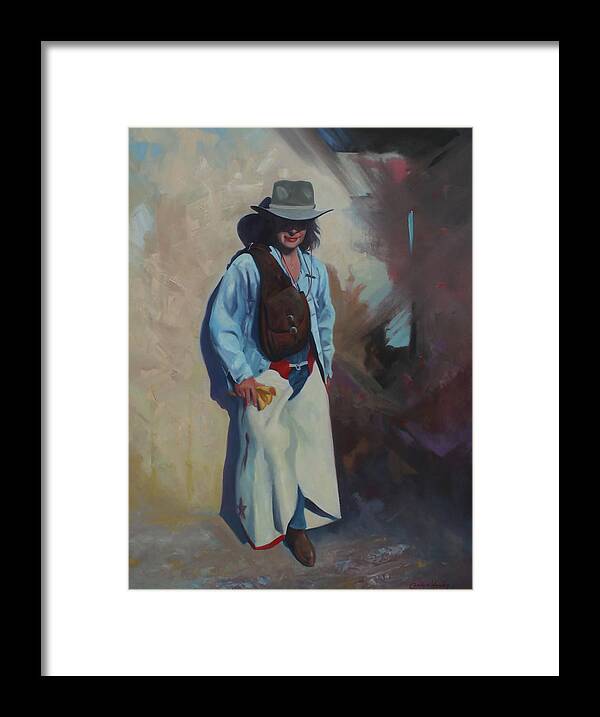 Firurative Art Framed Print featuring the painting The Cowgirl by Carolyne Hawley