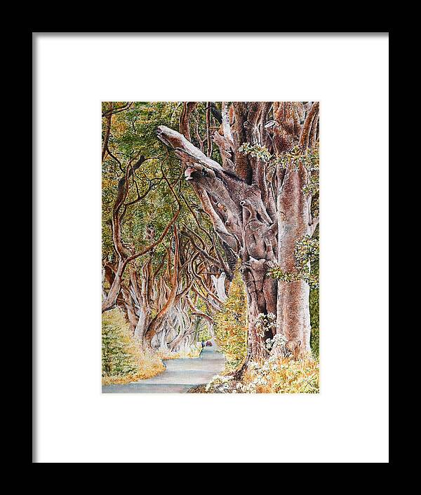 Trees Framed Print featuring the painting The Dark Hedges by Wendy Keeney-Kennicutt