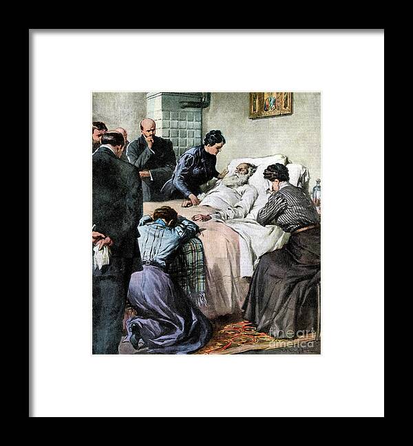 Engraving Framed Print featuring the drawing The Death Of Leo Tolstoy, Russian by Print Collector