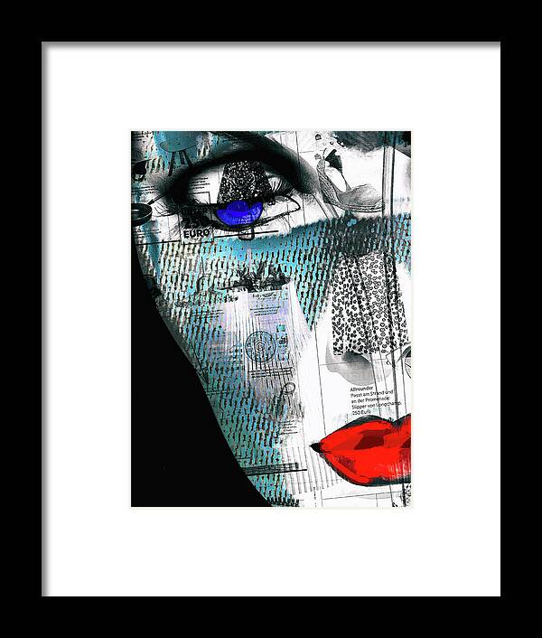 Woman Framed Print featuring the digital art The deep blue eye by Gabi Hampe