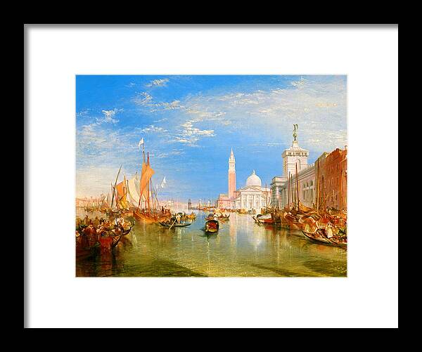Joseph Mallord William Turner Framed Print featuring the painting The Dogana and San Giorgio Maggiore - Digital Remastered Edition by Joseph Mallord William Turner