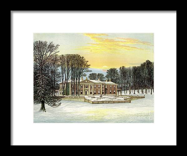 Engraving Framed Print featuring the drawing The Down House, Dorset, Home Of Baronet by Print Collector