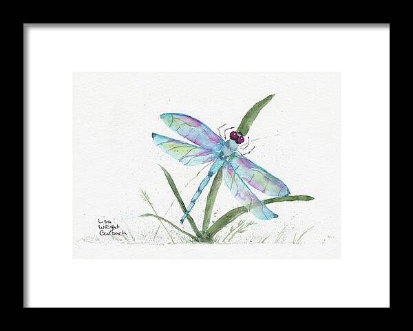 Dragonfly Framed Print featuring the painting The Dragonfly by Lisa Burbach