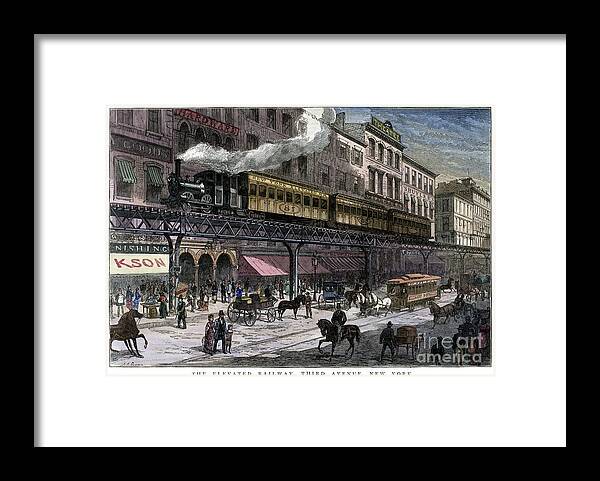 Horse Framed Print featuring the drawing The Elevated Railway, Third Avenue, New by Print Collector