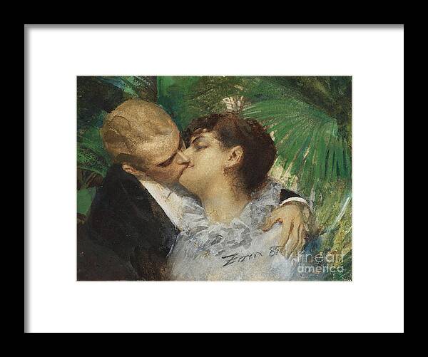 Gouache Framed Print featuring the drawing The Embrace by Heritage Images