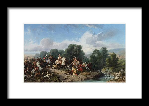 Oil Painting Framed Print featuring the drawing The Falconry Of Sultan Ahmed IIi, 1873 by Heritage Images