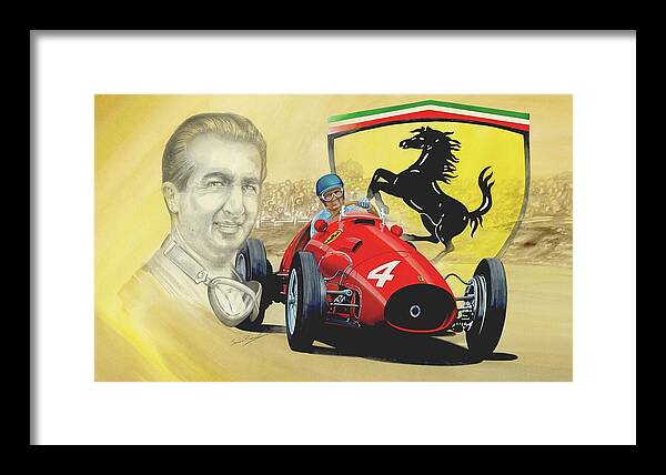 Ferrari Framed Print featuring the painting The Ferrari Legends - Alberto Ascari by Simon Read