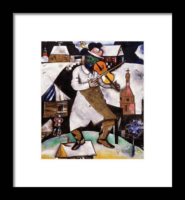 Marc Chagall Framed Print featuring the painting The Fiddler - Le Violoniste, 1912-1913 by Marc Chagall