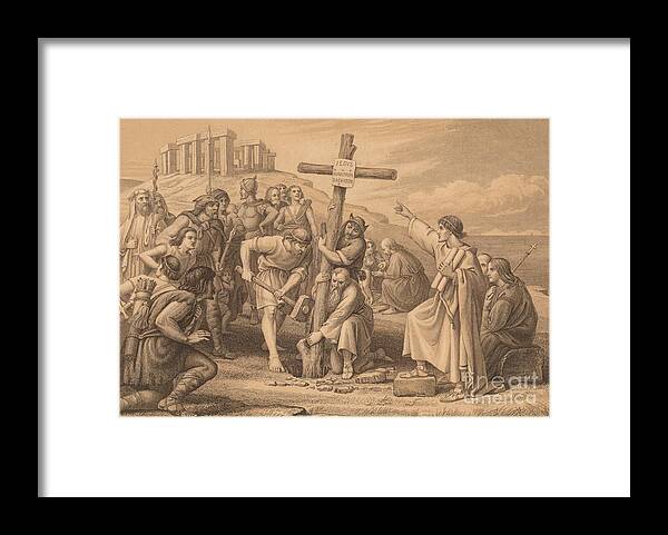 Engraving Framed Print featuring the drawing The First Preaching Of Christianity by Print Collector