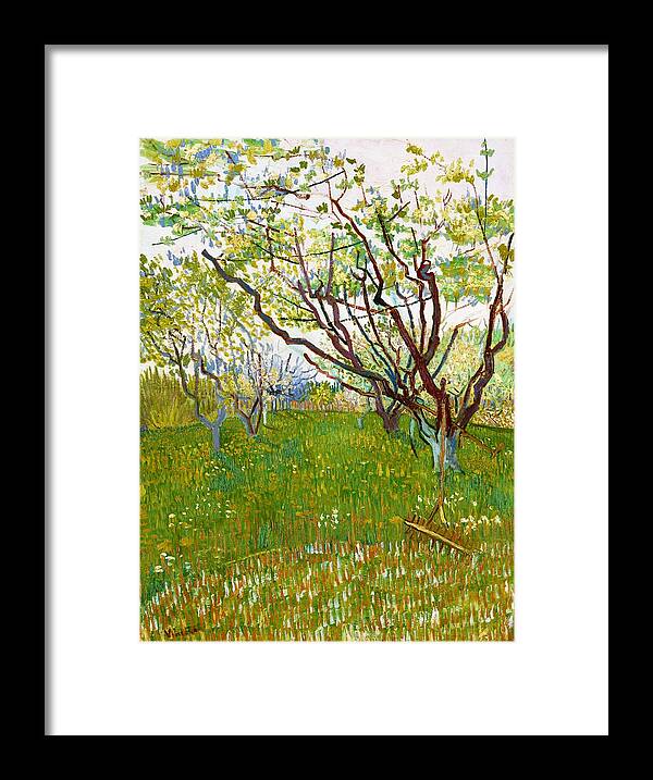 Vincent Willem Van Gogh Framed Print featuring the painting The flowering orchard - Digital Remastered Edition by Vincent van Gogh