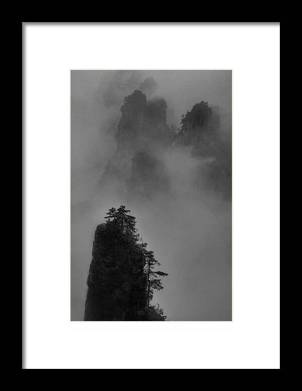 Fog Framed Print featuring the photograph The Fogging Peak by Dennis Zhang