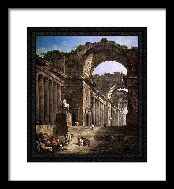 The Fountain Framed Print featuring the painting The Fountains by Hubert Robert by Rolando Burbon