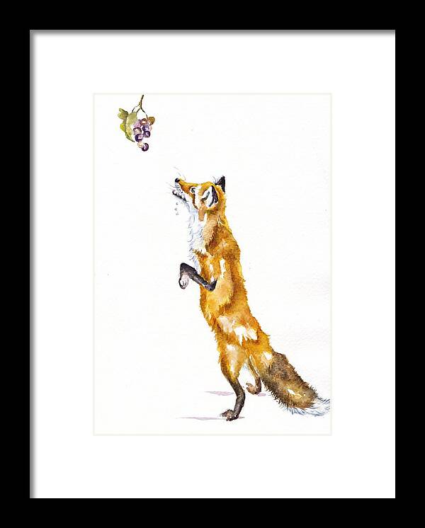 Aesop's Fables Framed Print featuring the painting The Fox and the Grapes by Debra Hall