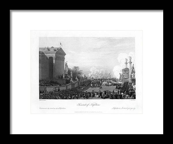 Engraving Framed Print featuring the drawing The Funeral Of Napoleon Bonaparte by Print Collector