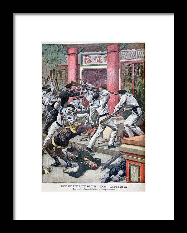 Rifle Framed Print featuring the drawing The German Sailors Burn Tsung-li-yamen by Print Collector