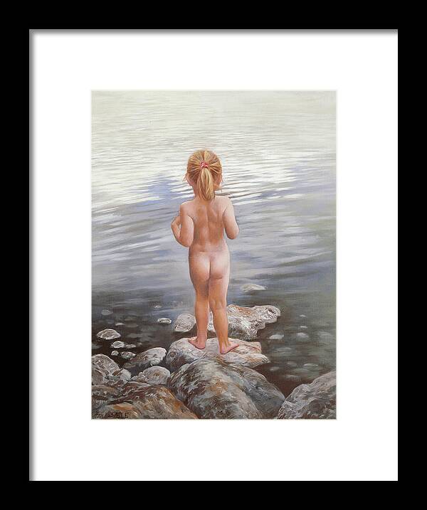 Hans Egil Saele Framed Print featuring the painting The Girl from Lake of Gog by Hans Egil Saele