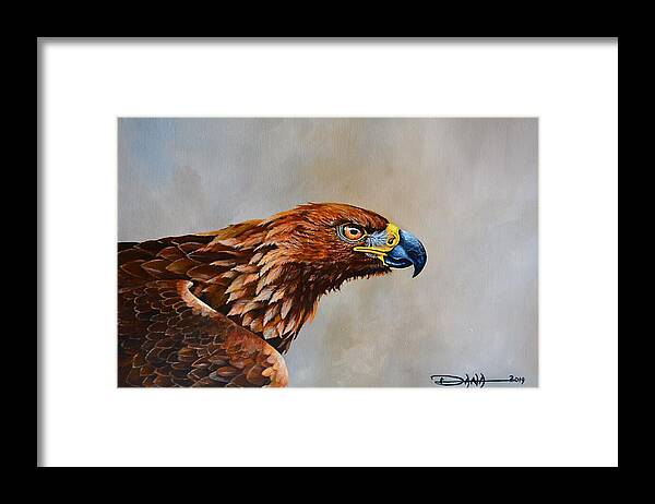 Birds Framed Print featuring the painting The Golden Eagle by Dana Newman