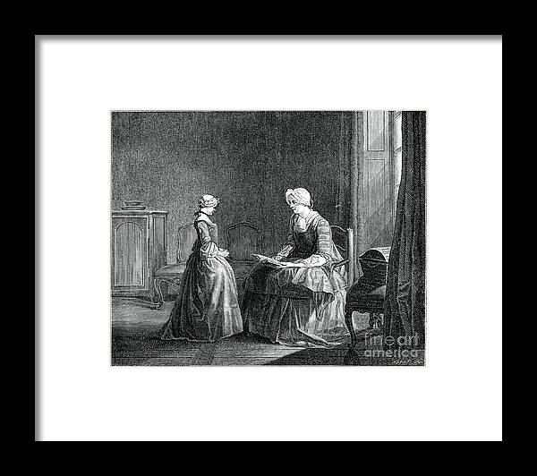 Engraving Framed Print featuring the drawing The Good Education, 1753, 1885.artist by Print Collector