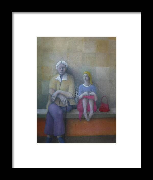 Figures Framed Print featuring the painting The Grandmother by Alfredo DeCurtis