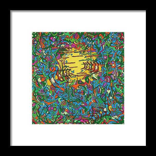 Pink Floyd Psychedelic Pop Art The Sun Framed Print featuring the painting The Great Gig in the Sky by Mike Stanko
