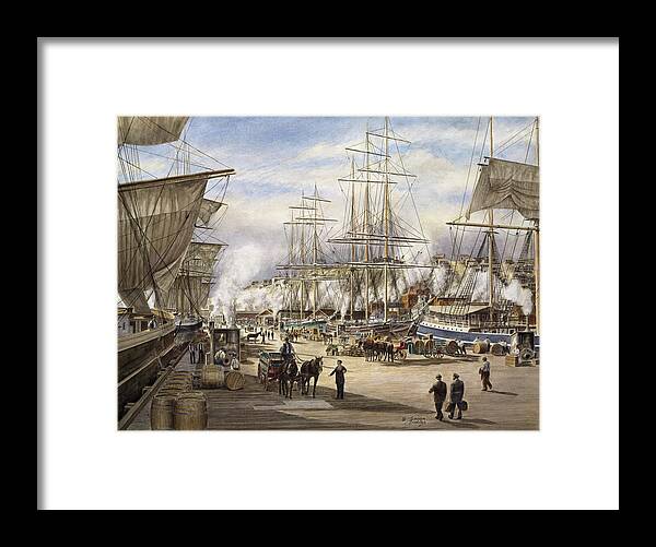 A Busy Wharf Scene
Ships Framed Print featuring the painting The Green St. Wharf by Stanton Manolakas