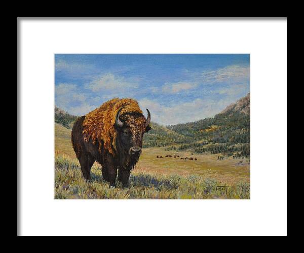 Bison Framed Print featuring the painting The Guardian by Lee Tisch Bialczak