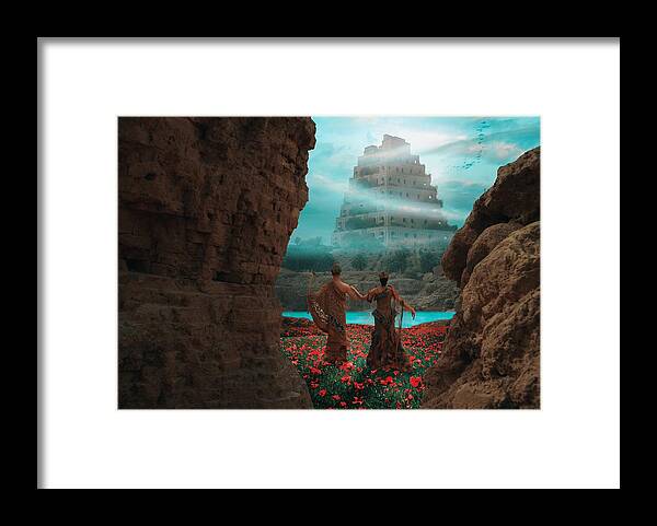 Graphic Framed Print featuring the photograph The Hanging Grands Of Babylon by Krkr93alawadi