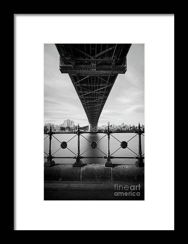 Sydney Harbor Bridge Framed Print featuring the photograph The Harbour Bridge - B&w by Stanley Chen Xi, Landscape And Architecture Photographer
