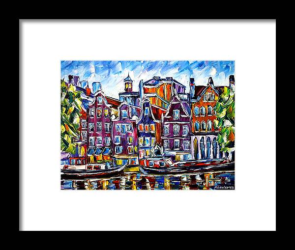 Beautiful Amsterdam Framed Print featuring the painting The Houses Of Amsterdam by Mirek Kuzniar