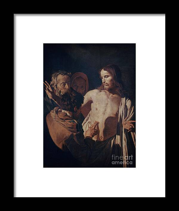 Doubting Thomas Framed Print featuring the painting The Incredulity Of Saint Thomas, 1620 by Gerrit Van Honthorst