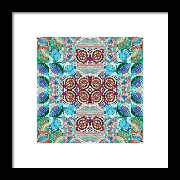 The Joy Of Design Mandala Series Puzzle 7 Arrangement 6 By Helena Tiainen Framed Print featuring the painting The Joy of Design Mandala Puzzle Series 7 Arrangement 6 Inverted by Helena Tiainen