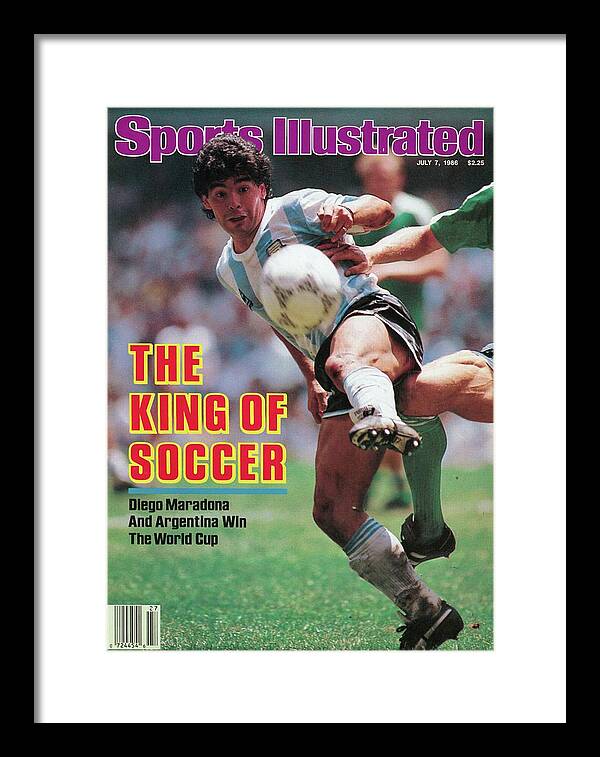Magazine Cover Framed Print featuring the photograph The King Of Soccer Diego Maradona And Argentina Win The Sports Illustrated Cover by Sports Illustrated