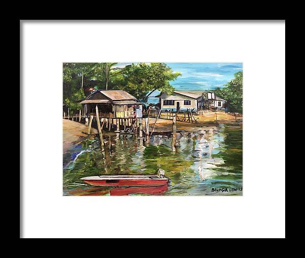 Ubin Framed Print featuring the painting The Last Village by Belinda Low
