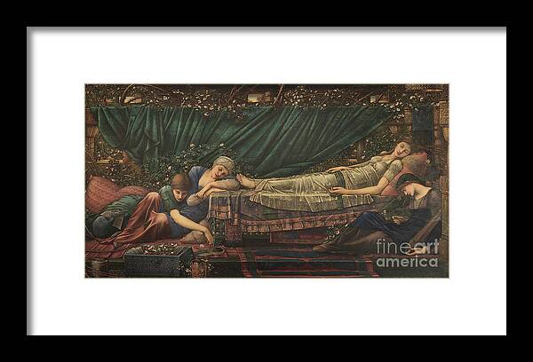 Pre-raphaelite Framed Print featuring the drawing The Legend Of Briar Rose The Sleeping by Heritage Images