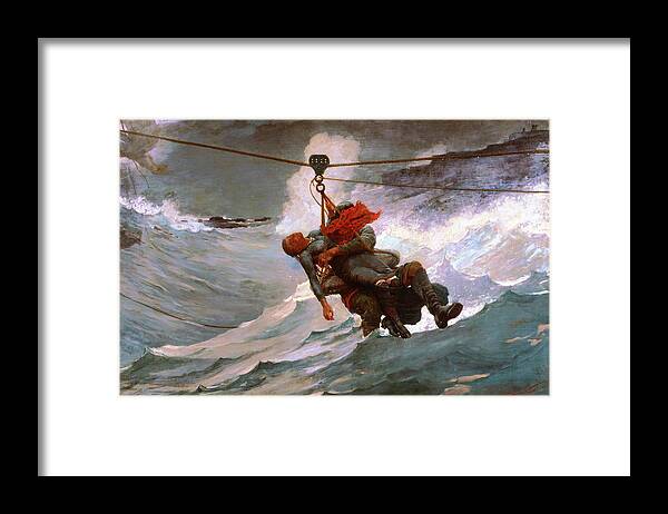 Winslow Homer Framed Print featuring the painting The Life Line - Digital Remastered Edition by Winslow Homer