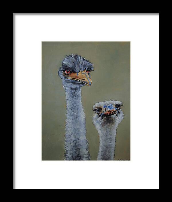 Emu Framed Print featuring the painting The Longneckers by Jean Cormier