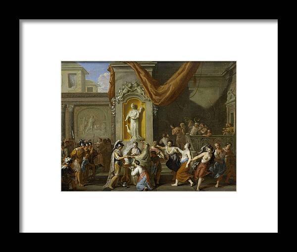 Gerard Hoet (i) Framed Print featuring the painting The Marriage of Alexander the Great and Roxane of Bactria. by Gerard Hoet -I-