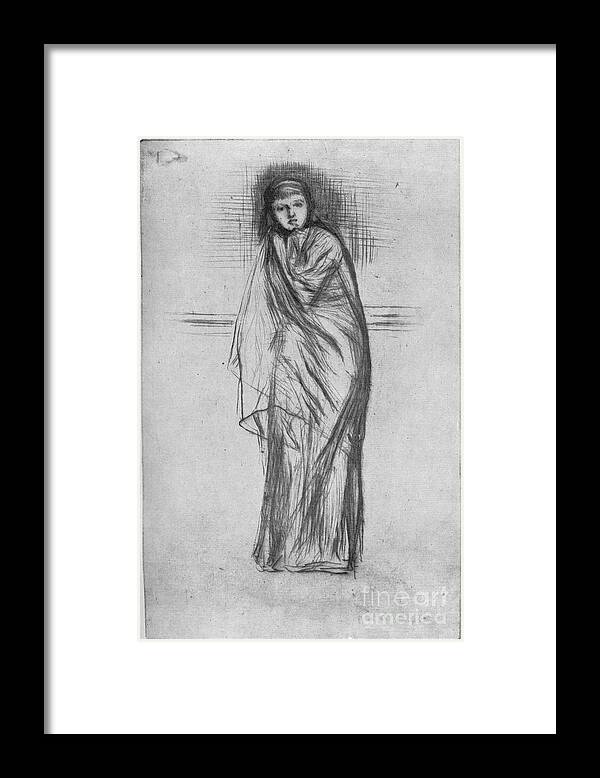 Etching Framed Print featuring the drawing The Model Resting, 19th Century by Print Collector
