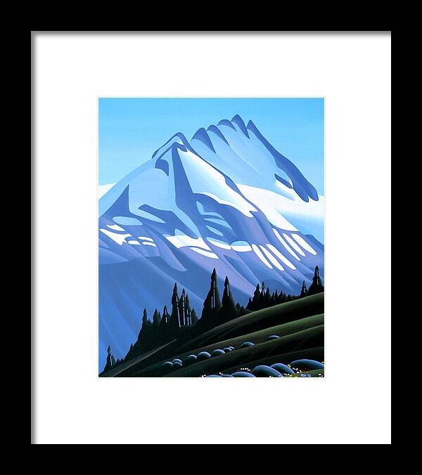 Snow-capped Mountain Framed Print featuring the painting The Mountain by Ron Parker