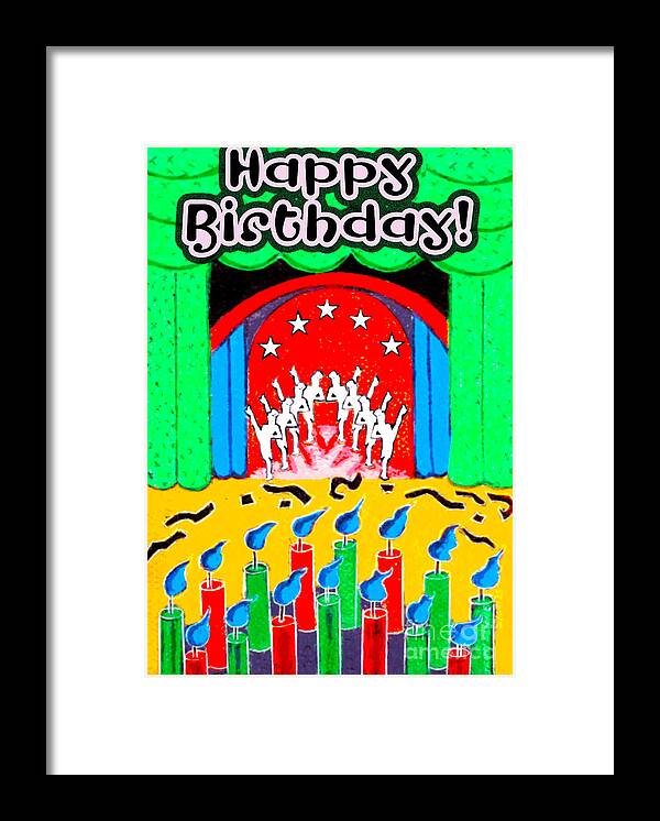 Happy Birthday Framed Print featuring the painting Happy Birthday Birthday Celebration 2 by Genevieve Esson