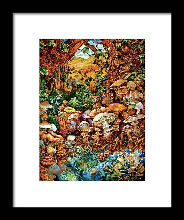 The Mushroom Fairies Framed Print featuring the painting The Mushroom Fairies by Bill Bell
