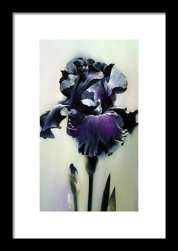 Russian Artists New Wave Framed Print featuring the painting The Night. Black Iris Fragment by Alina Oseeva