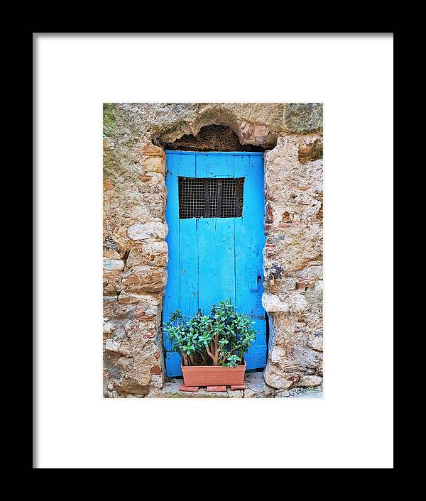 Doors Framed Print featuring the photograph The Old Blue Door by Andrea Whitaker