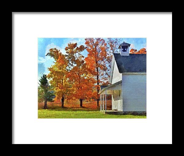 Port Oneida Framed Print featuring the digital art The Old Schoolhouse at Port Oneida by Digital Photographic Arts