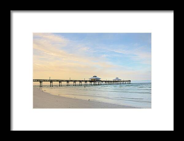 Empty Framed Print featuring the photograph The Pier In Fort Myers At Dawn, Florida by Pidjoe