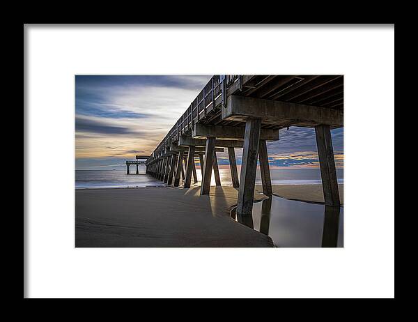 Tybee Beach. Long Exposure Framed Print featuring the photograph The Pier in Morning Light by Ray Silva
