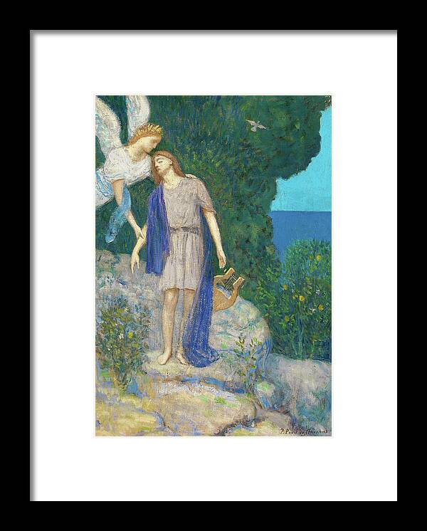 The Poet Framed Print featuring the painting The Poet - Digital Remastered Edition by Pierre Puvis de Chavannes