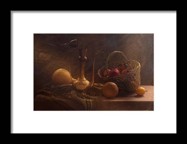 Vegetable Framed Print featuring the photograph The Pumpkins And Fruit Basket by Ustinagreen